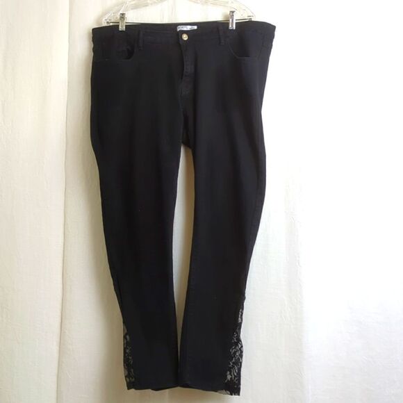 Rosegal Jeans Size 16 Black With Lace Inset Set in the Leg - Picture 1 of 7